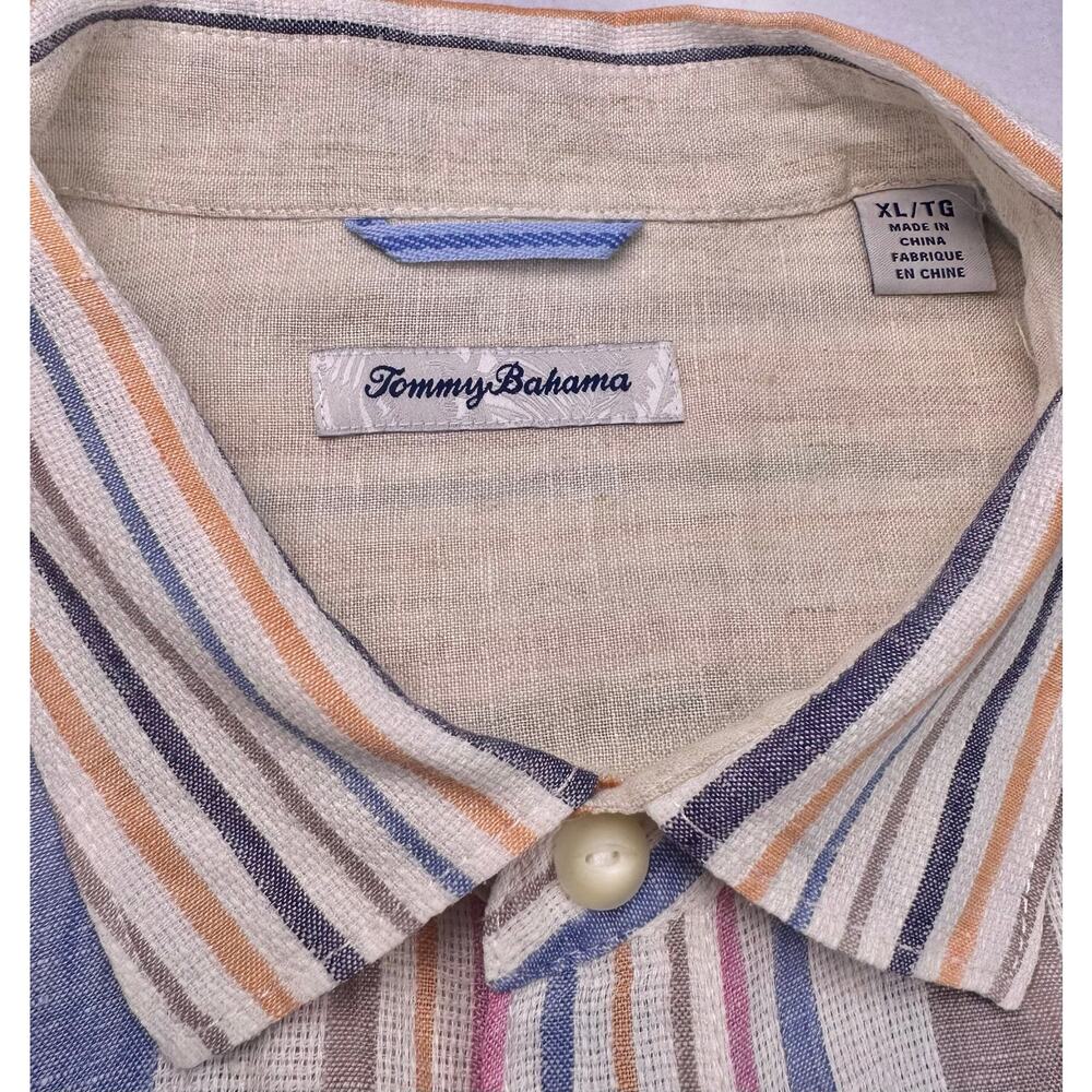 Tommy Bahama Striped 100% Linen Button Up Shirt Multi Color Long Sleeve Size XL - Picture 6 of 12
